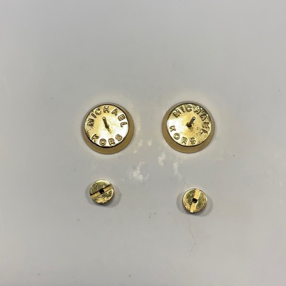 Michael Kors Pink Disc & Pave Crystal Round Gold Tone Stud Pierced Earrings - Picture 6 of 16